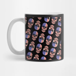 Red, White and Blue Skulls American Flag, Stars and Stripes Design, Artwork, Vector, Graphic Mug